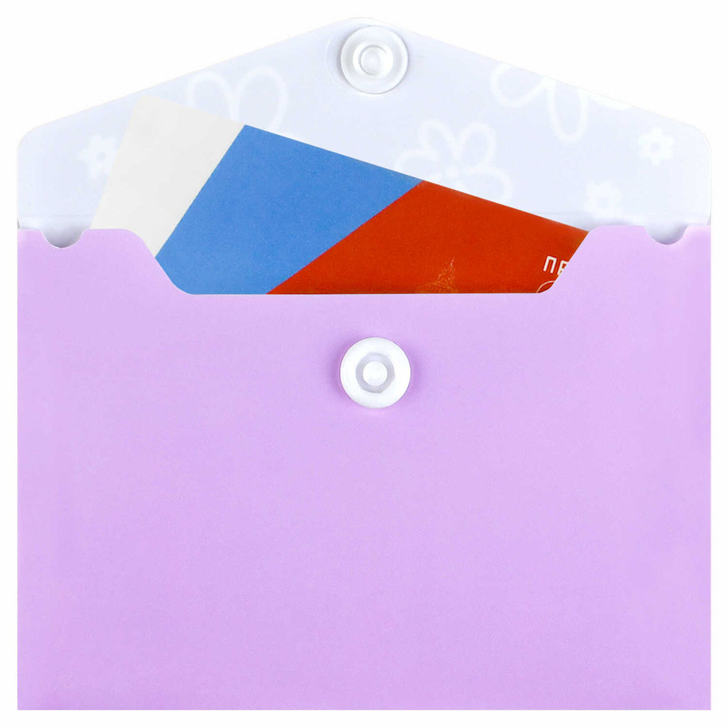 Папка для карт и визиток пластиковая Феникс+, арт. 72232/ 12 СИРЕНЕВЫЕ ЦВЕТОЧКИ (полипропилен, 10.5х7.4 см, 1 отделение (-я), кнопка, УФ-печать)