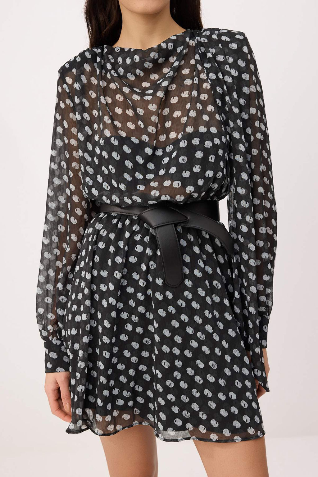 Cok Renkli Kemerli Sifon Ust Beden Astars?z Elbise TWOAW26EL00378 - Trendyolmilla фото 3
