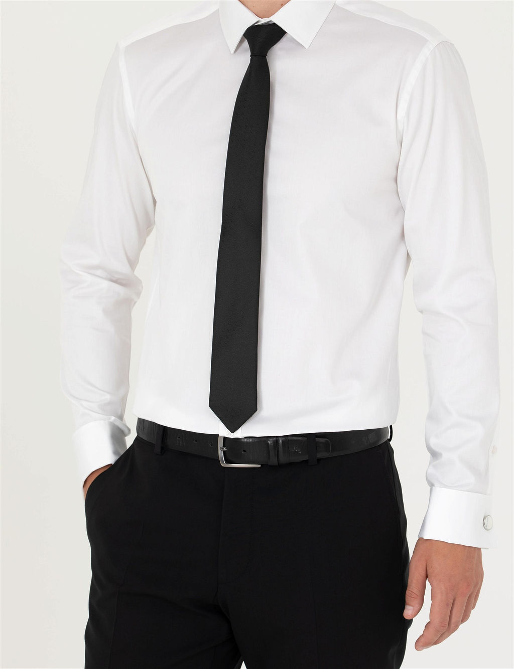 Beyaz Slim Fit Uzun Kollu Basic G_mlek