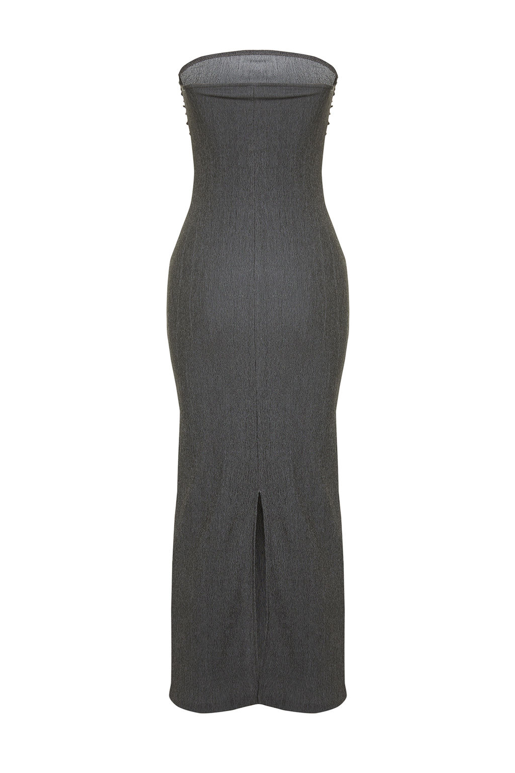 TRENDYOLMILLA Antrasit Straplez Buzgulu Vucuda Oturan Midi Esnek Orme Kalem Elbise TWOSS24EL00287 фото 16
