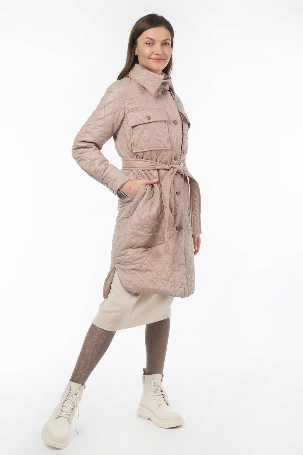 Пальто женское демисезонное (пояс) - El podio фото 3