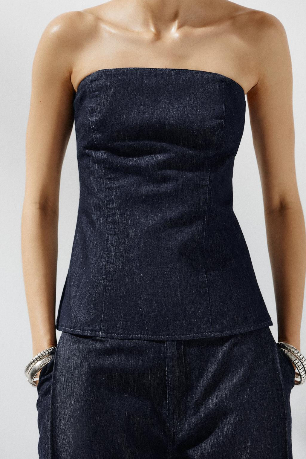 TRF DENIM BANDEAU TOP - Zara фото 4