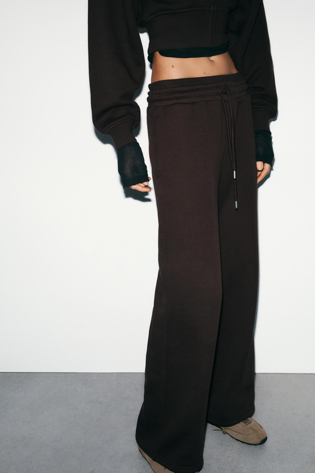 STRAIGHT-LEG PLUSH TROUSERS