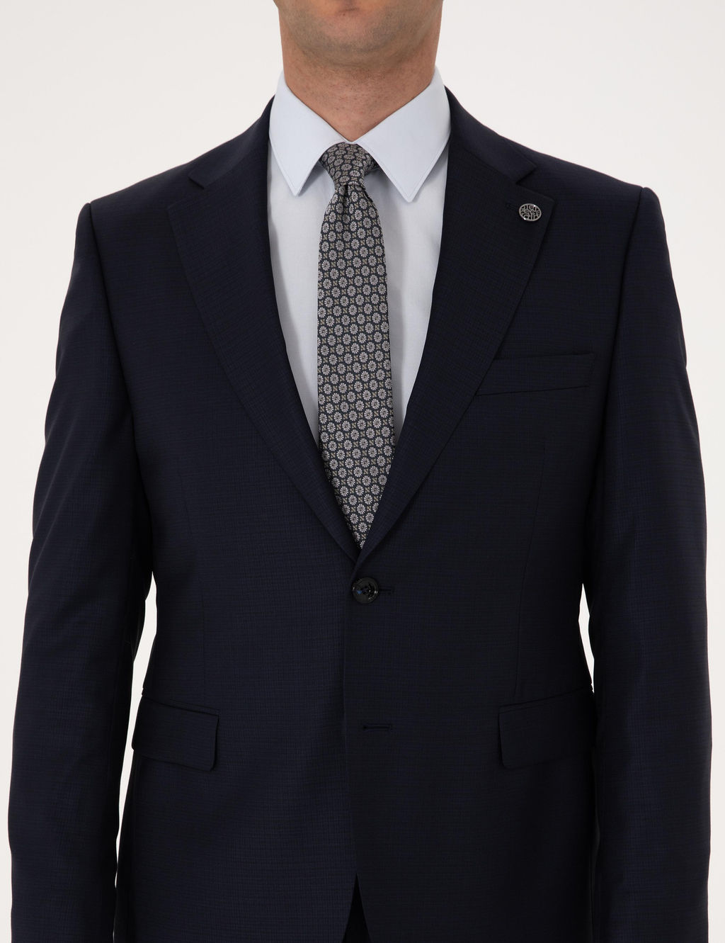 Lacivert Slim Fit Tak_m Elbise