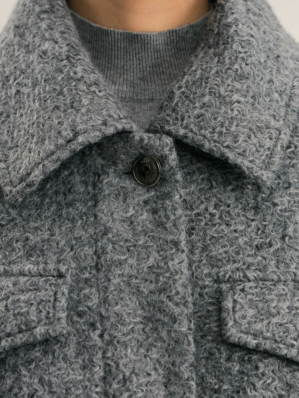 Куртка-рубашка из ткани с ворсом на поясе / Zarina  фото 9