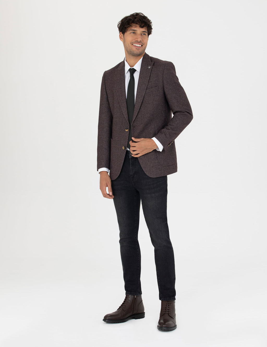 Bordo Ekstra Slim Fit Y_n Kar___ml_ Blazer Ceket