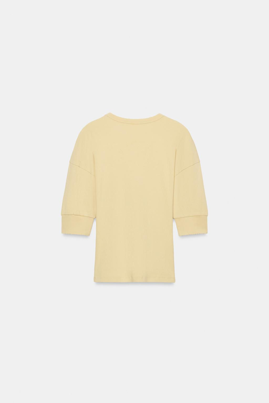 RIB VOLUME SLEEVE T-SHIRT - Zara фото 8