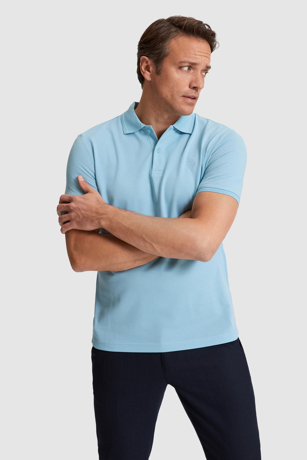 Erkek Mavi Regular Fit Polo Yaka Basic Ti__rt