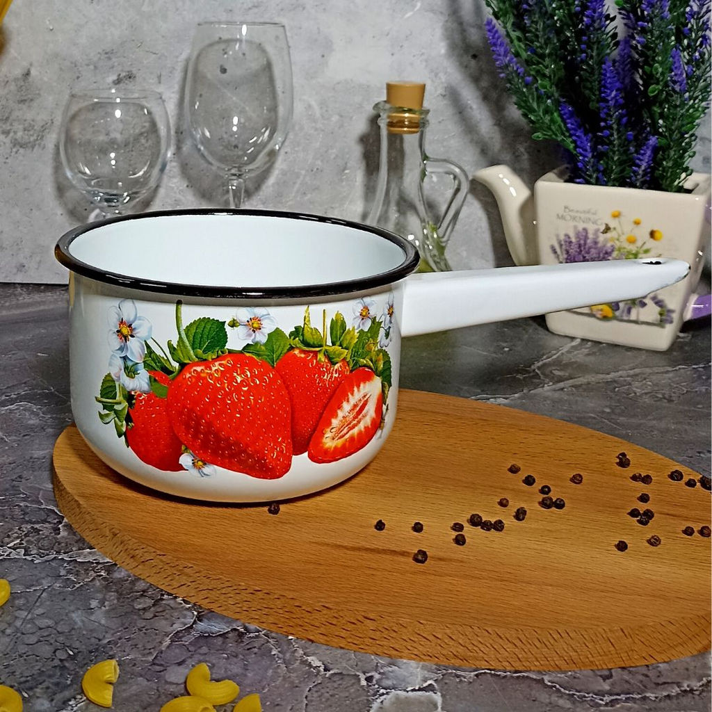 Ковш цил 1,5л. с рисунком 1с42с - Стальэмаль фото 2