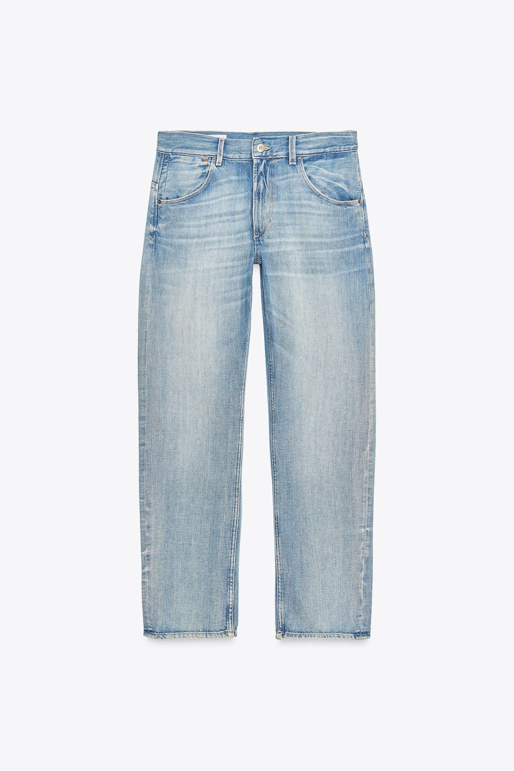 TRF STRAIGHT MID-WAIST BELTED JEANS - Zara фото 4