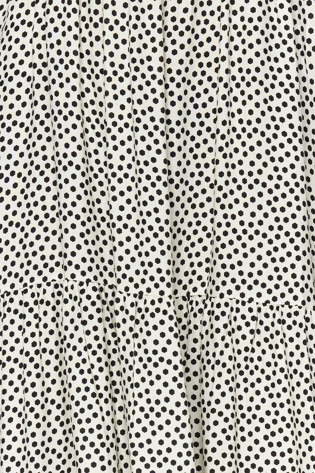 Beyaz Puantiyeli Duz Kesim Ask?l? Kare Yaka Gipe Detayl? Dokuma Midi Elbise TWOSS23EL02444