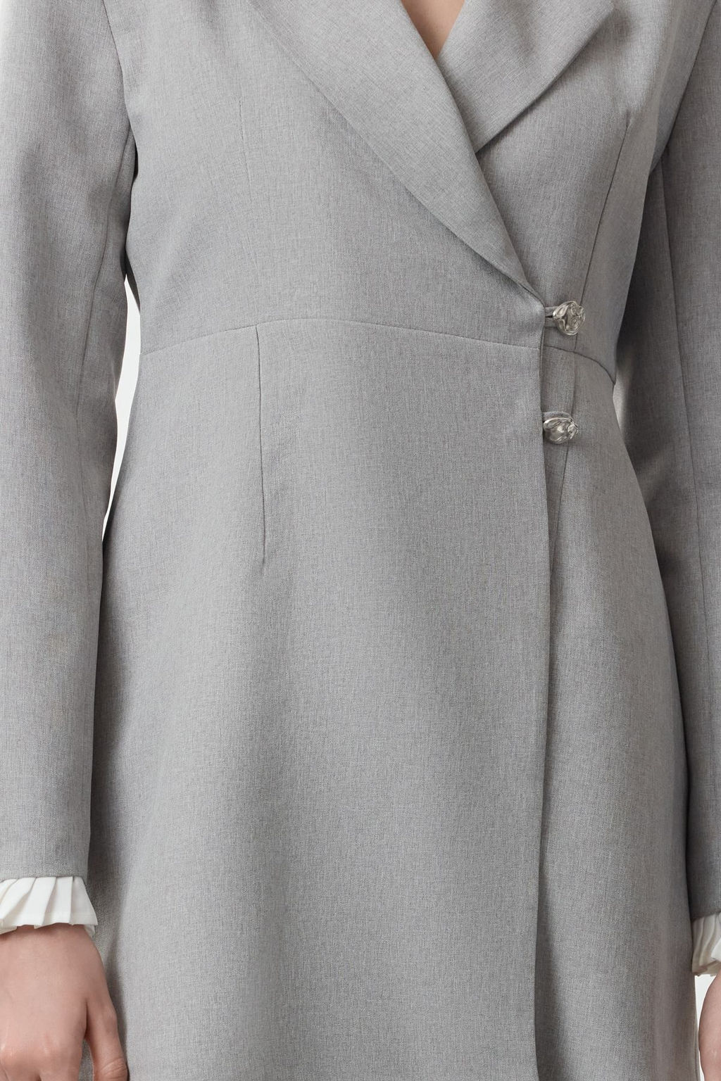 Gri Piliseli Mini Dokuma Ceket Elbise TWOAW25EL00537 - Trendyolmilla фото 4