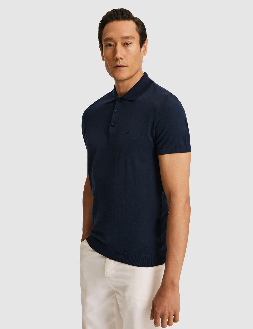 Lacivert Slim Fit Polo Yaka Saf Pamuk Triko T-shirt
