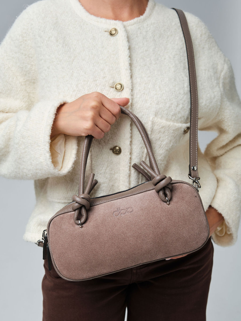 Замшевая сумка Curl DBR 31363 капучино  фото 2