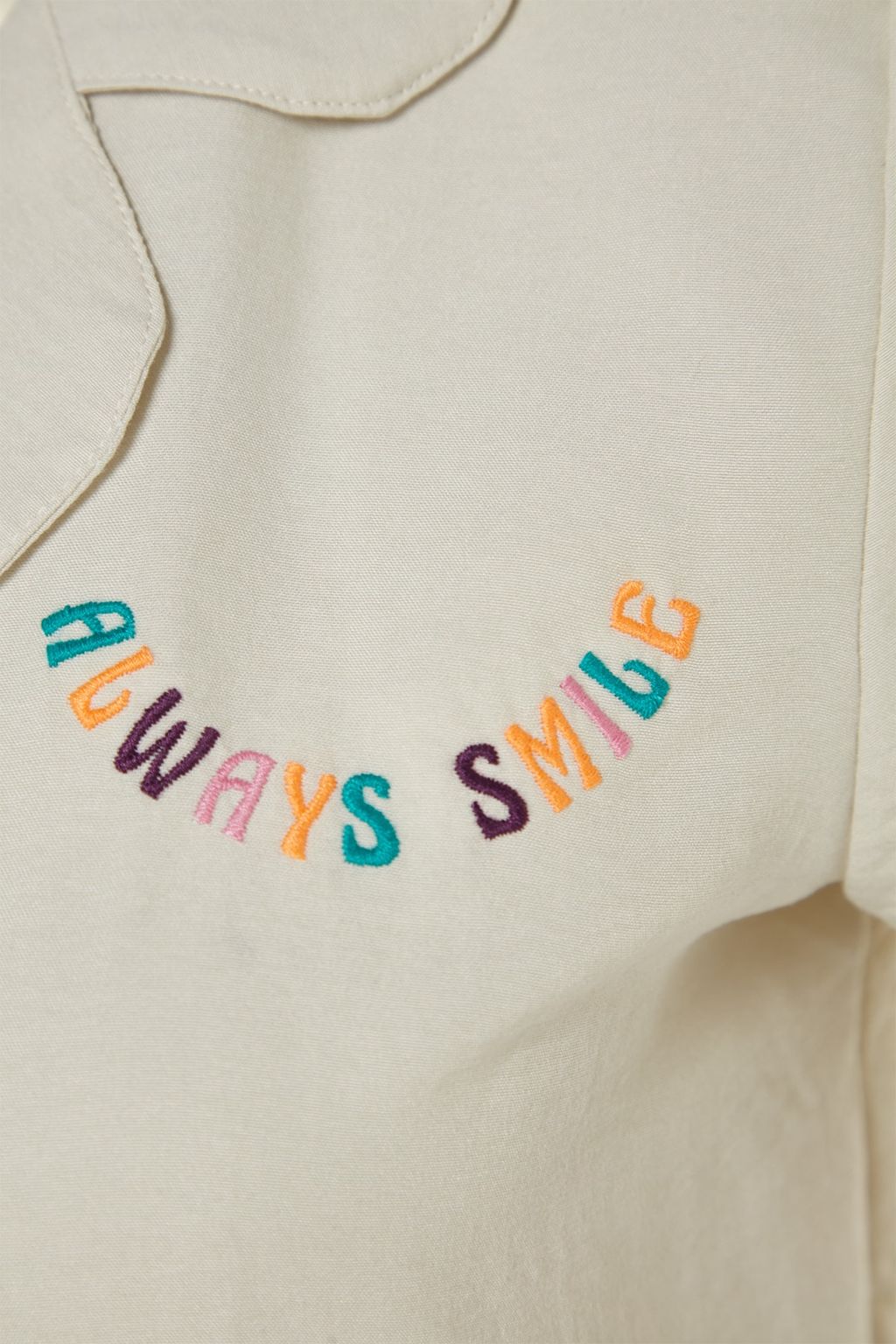 Ac?k Bej Slogan Nak?sl? Sortlu Dokuma Pijama Tak?m? THMSS23PT00232