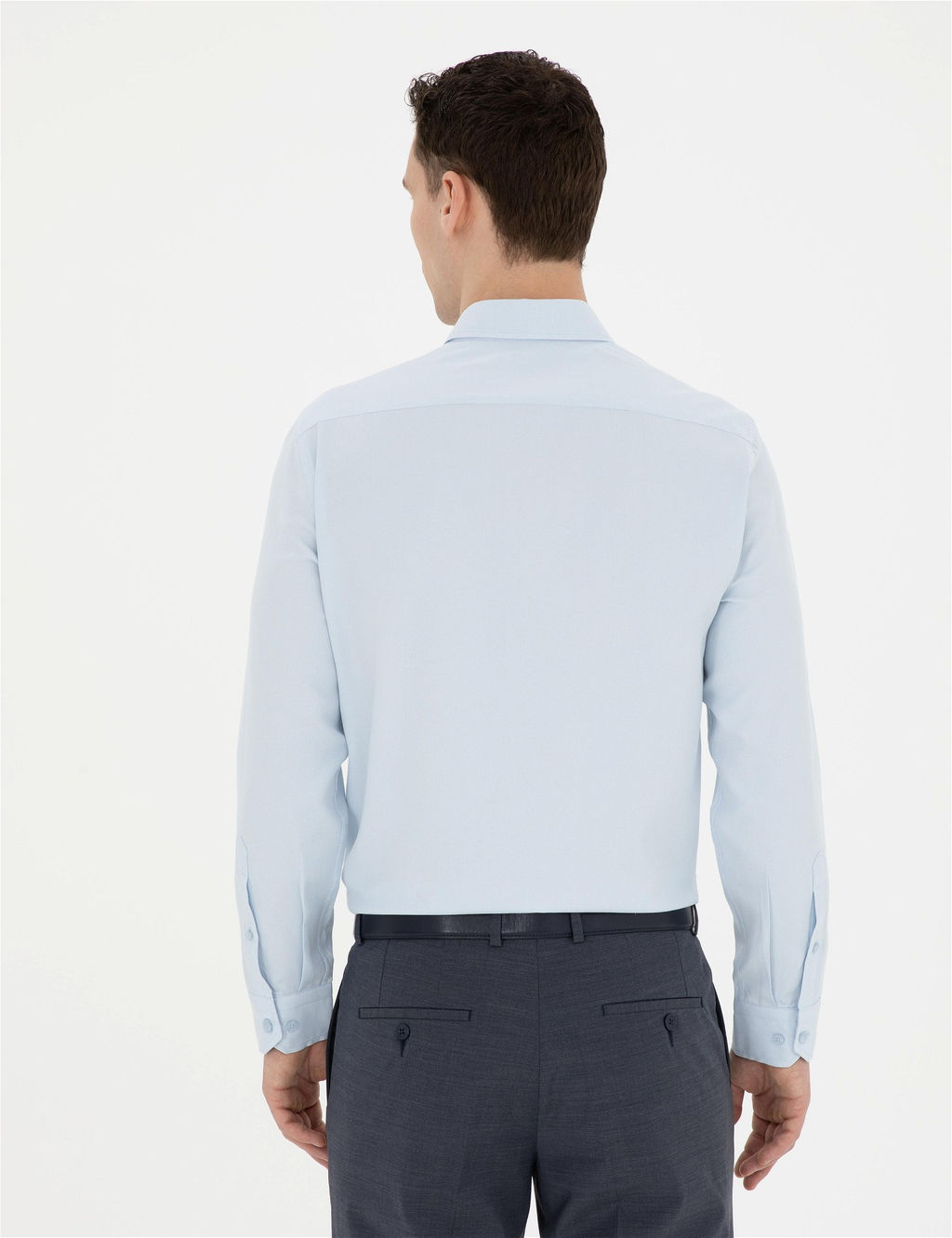 A__k Oxford Mavi Slim Fit Uzun Kollu G_mlek