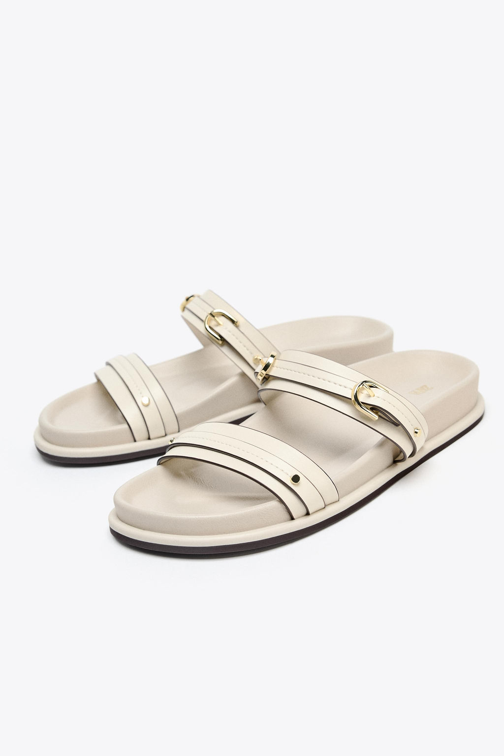 BUCKLED FLAT SLIDER SANDALS