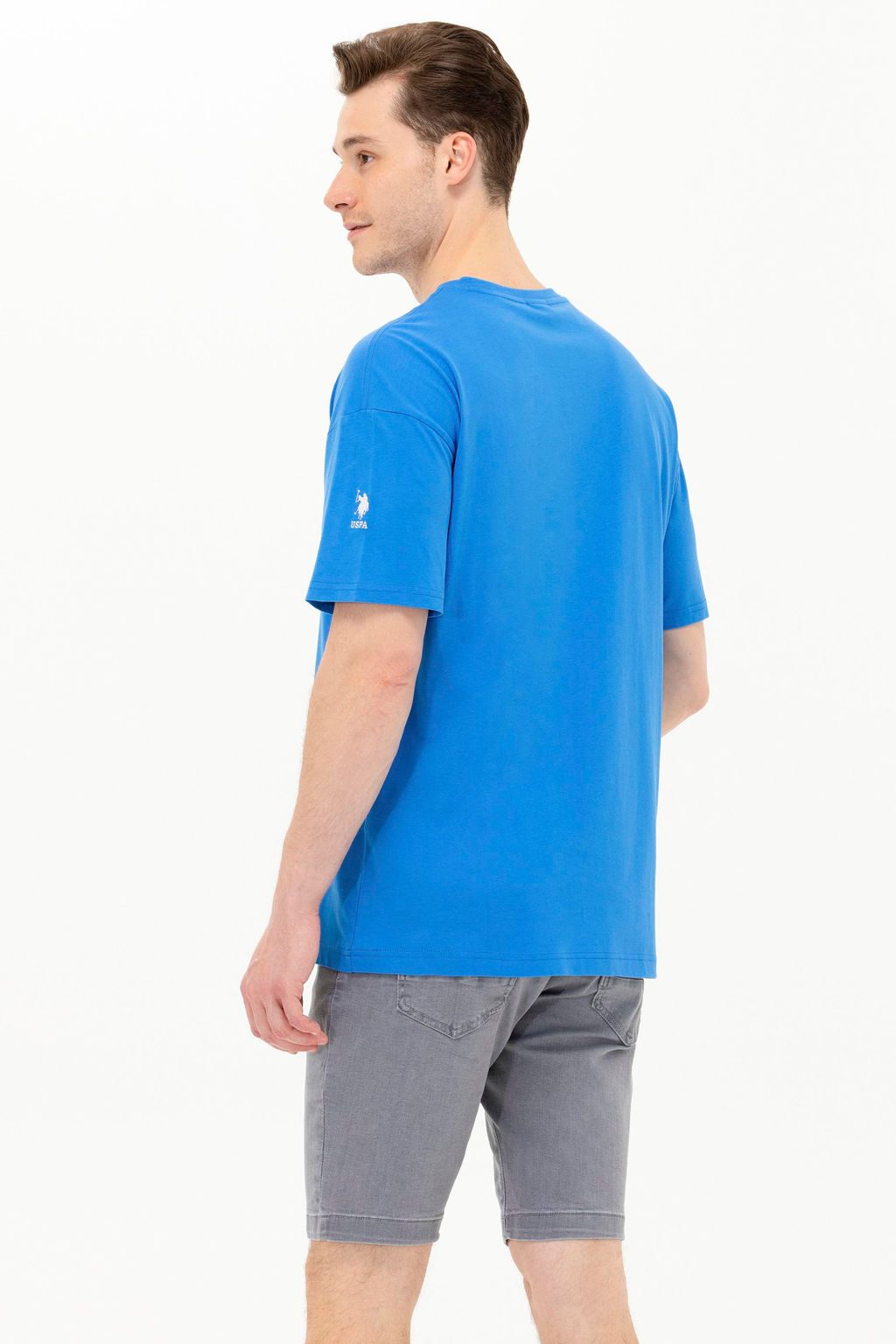 Erkek Saks Oversize Bisiklet Yaka Ti__rt