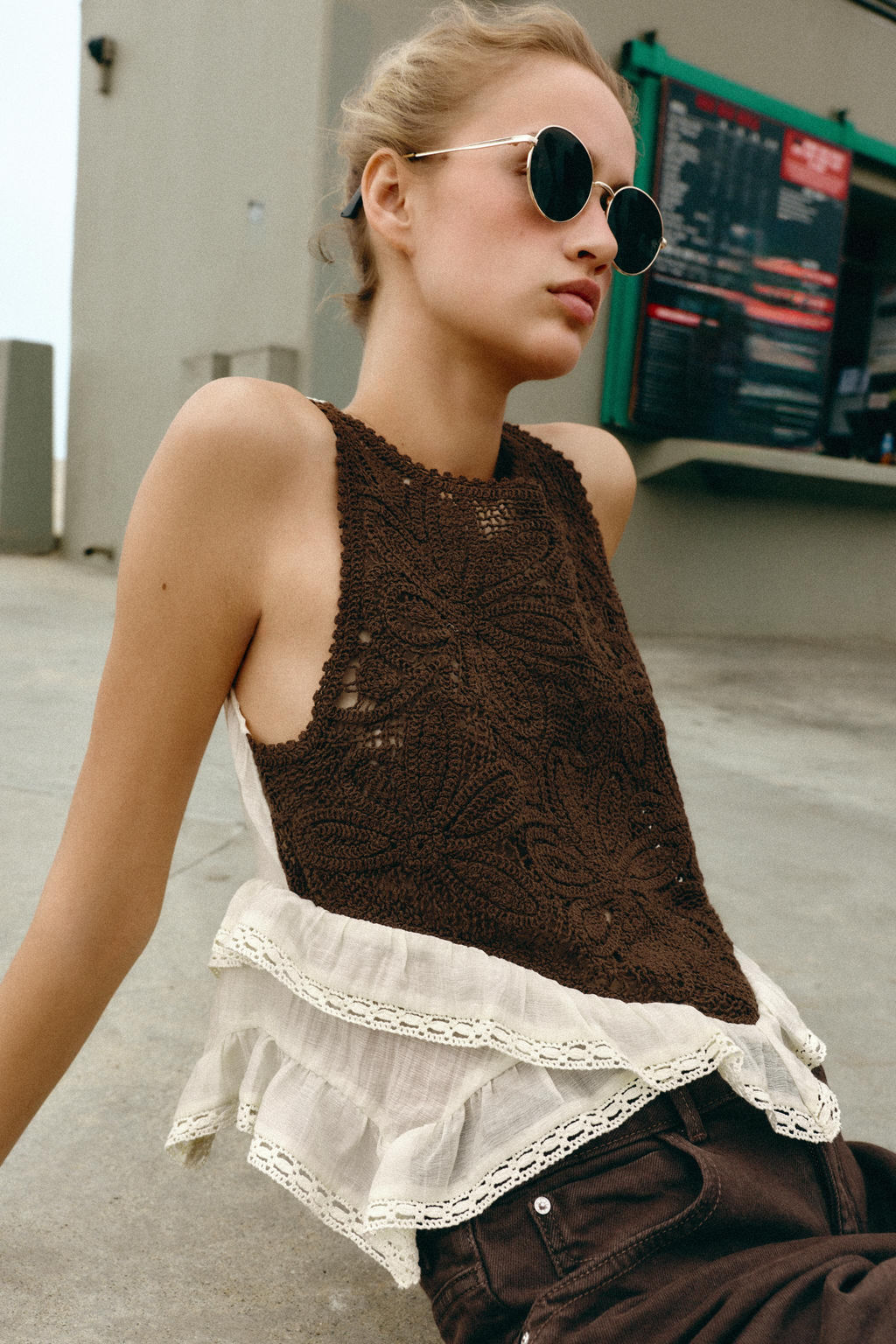 TOP COMBINADO CROCHET / Marr?n - Zara фото 5