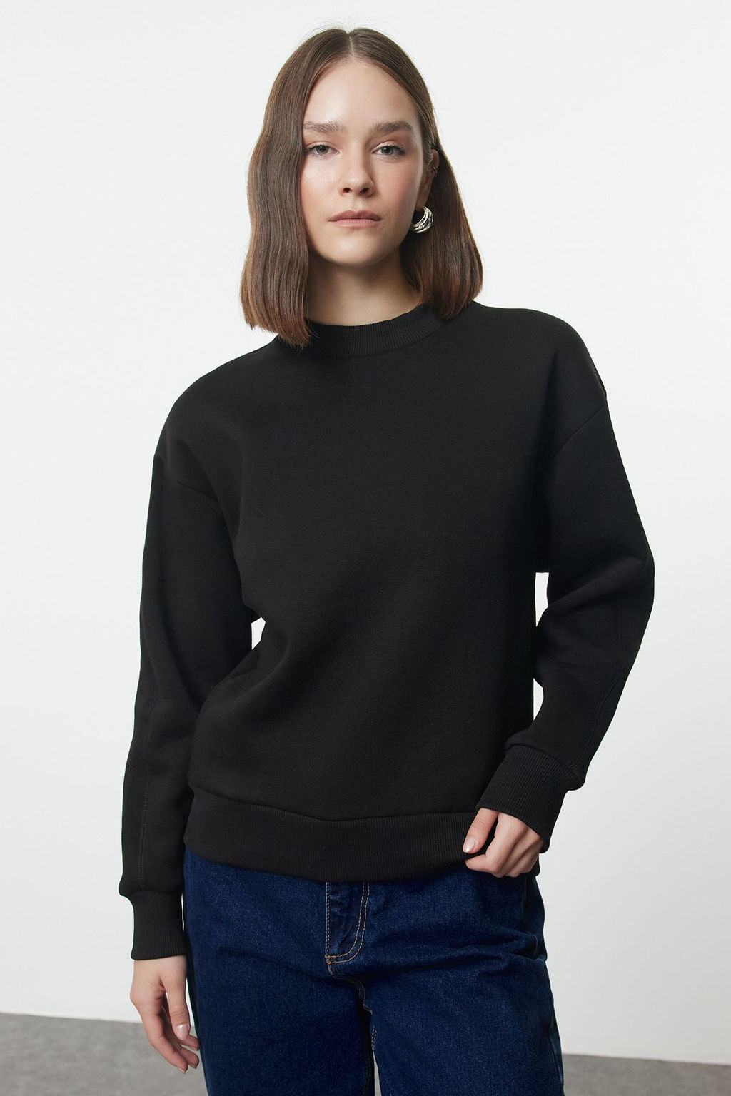 TRENDYOLMILLA Bordo Kal?n Ici Polarl? Yar?m Bal?kc? Yaka Relaxed/Rahat Kal?p Orme Sweatshirt TWOAW20SW0584  фото 18