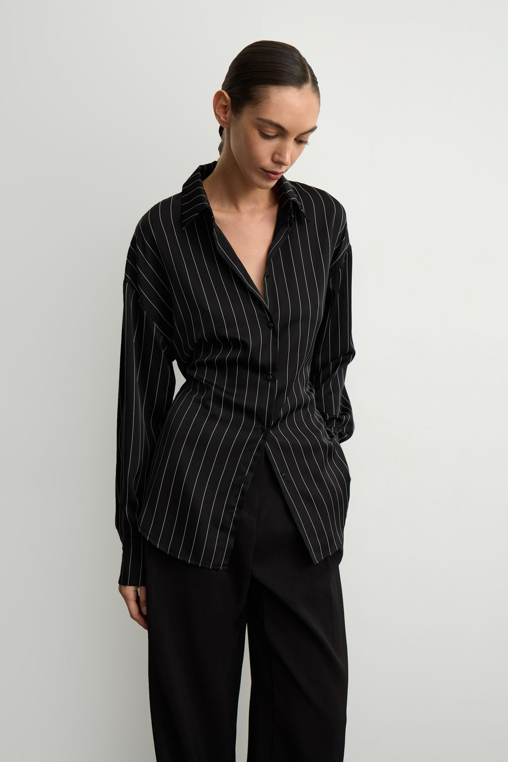 Рубашка с завязками из сатина в полоску - Mollis фото 3