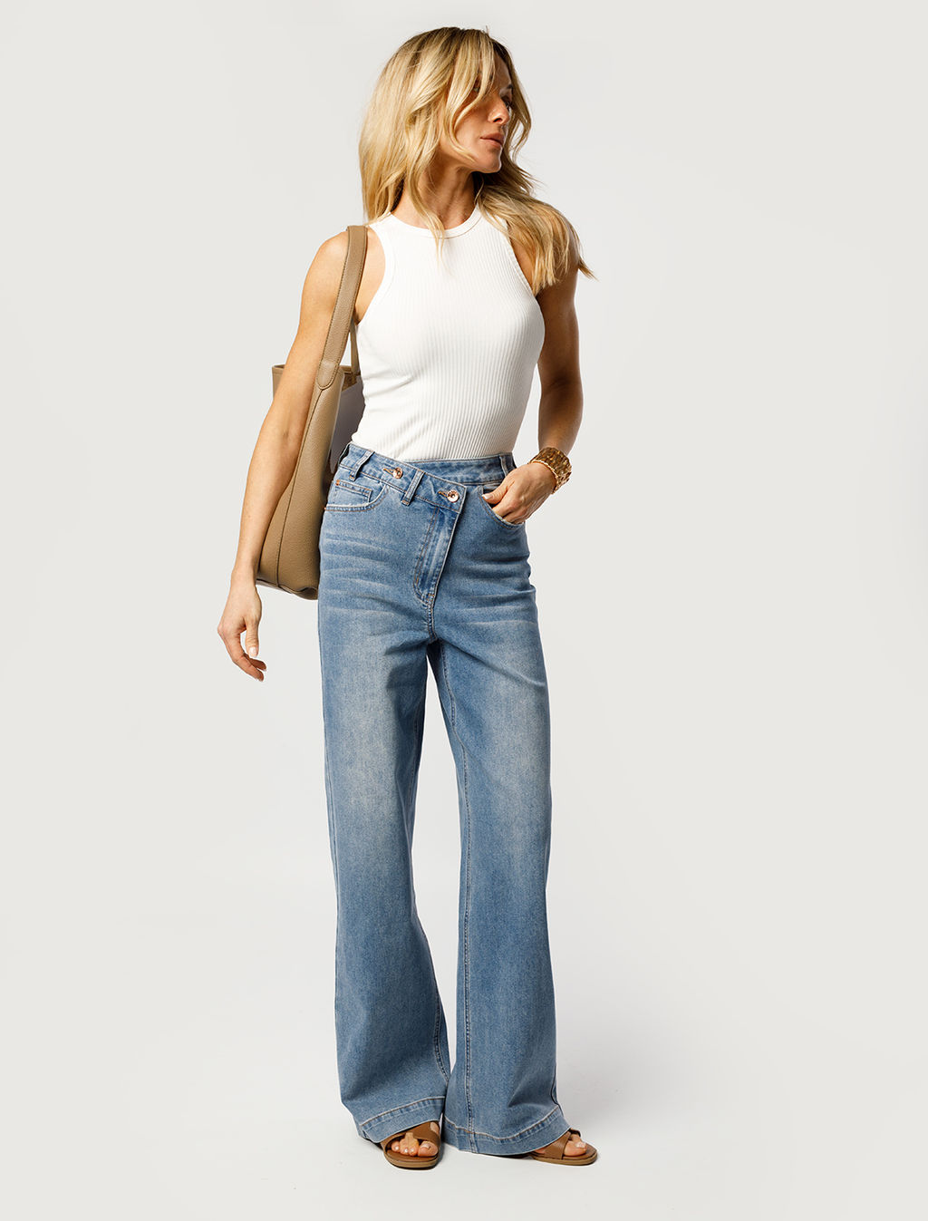 Джинсы-трубы из эластичного денима - Vilatte фото 5