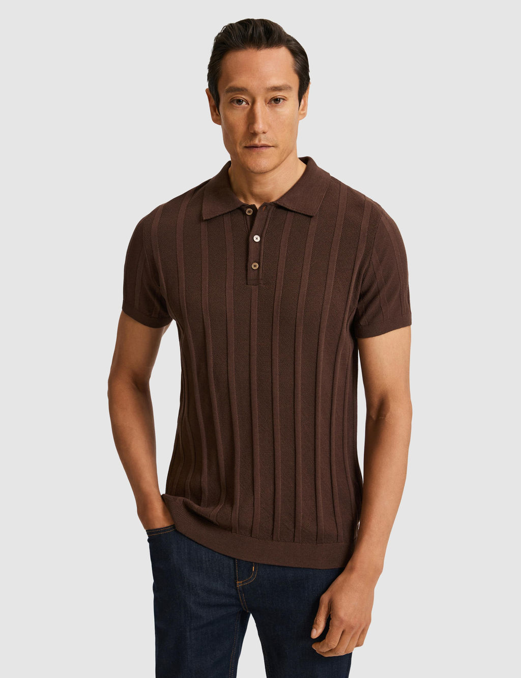 Kahverengi Slim Fit Pamuk Kar___ml_ Polo Yaka Triko T-shirt