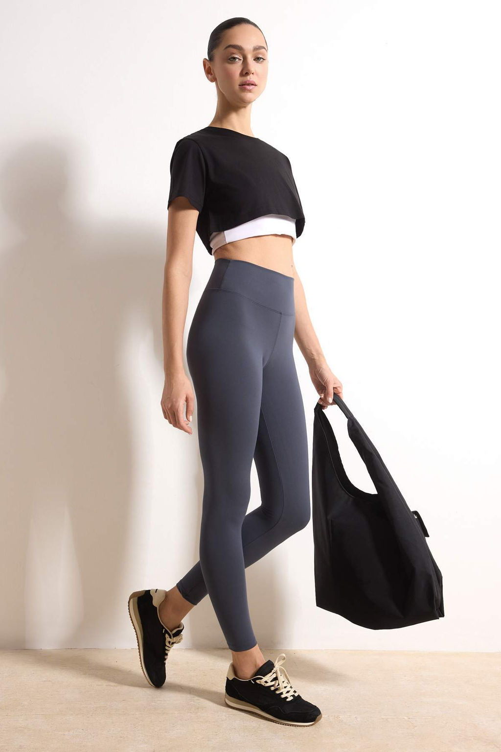 Antrasit Soft F?rcal? Kumas Reflektor Bask? Detayl? Tam Boy Orme Spor Tayt THMAW25TY00020