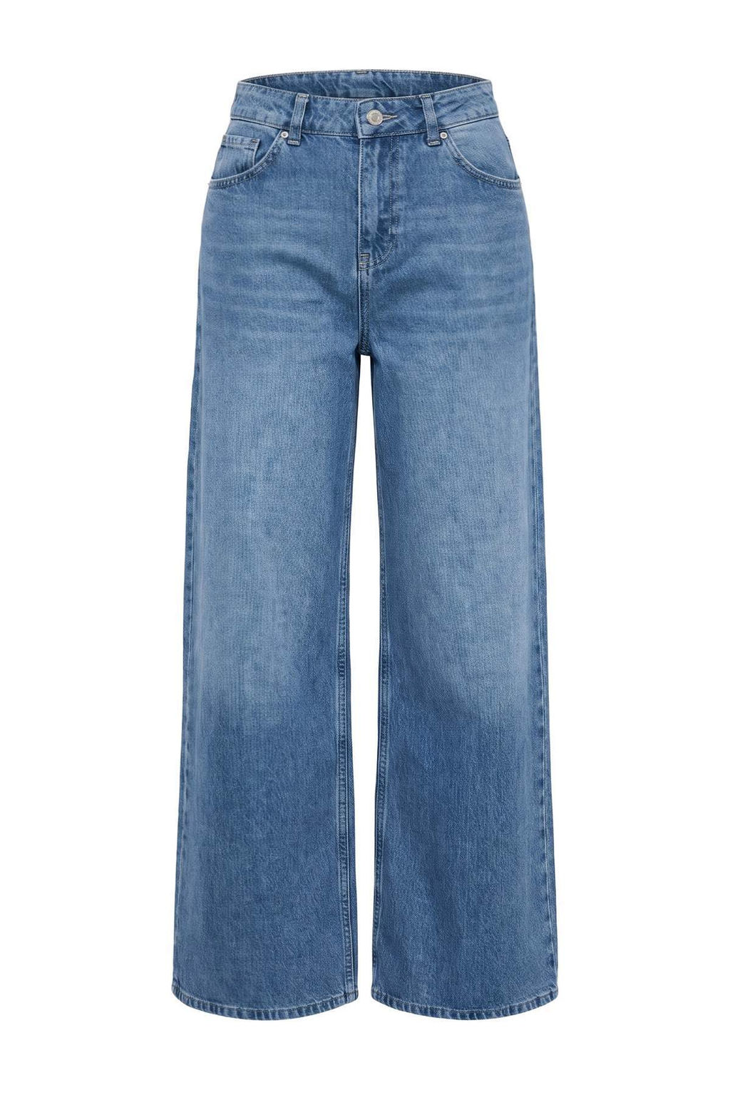 Premium Koyu Mavi %100 Pamuk Y_ksek Bel Ekstra Wide Leg Jeans TWOAW27JE00074