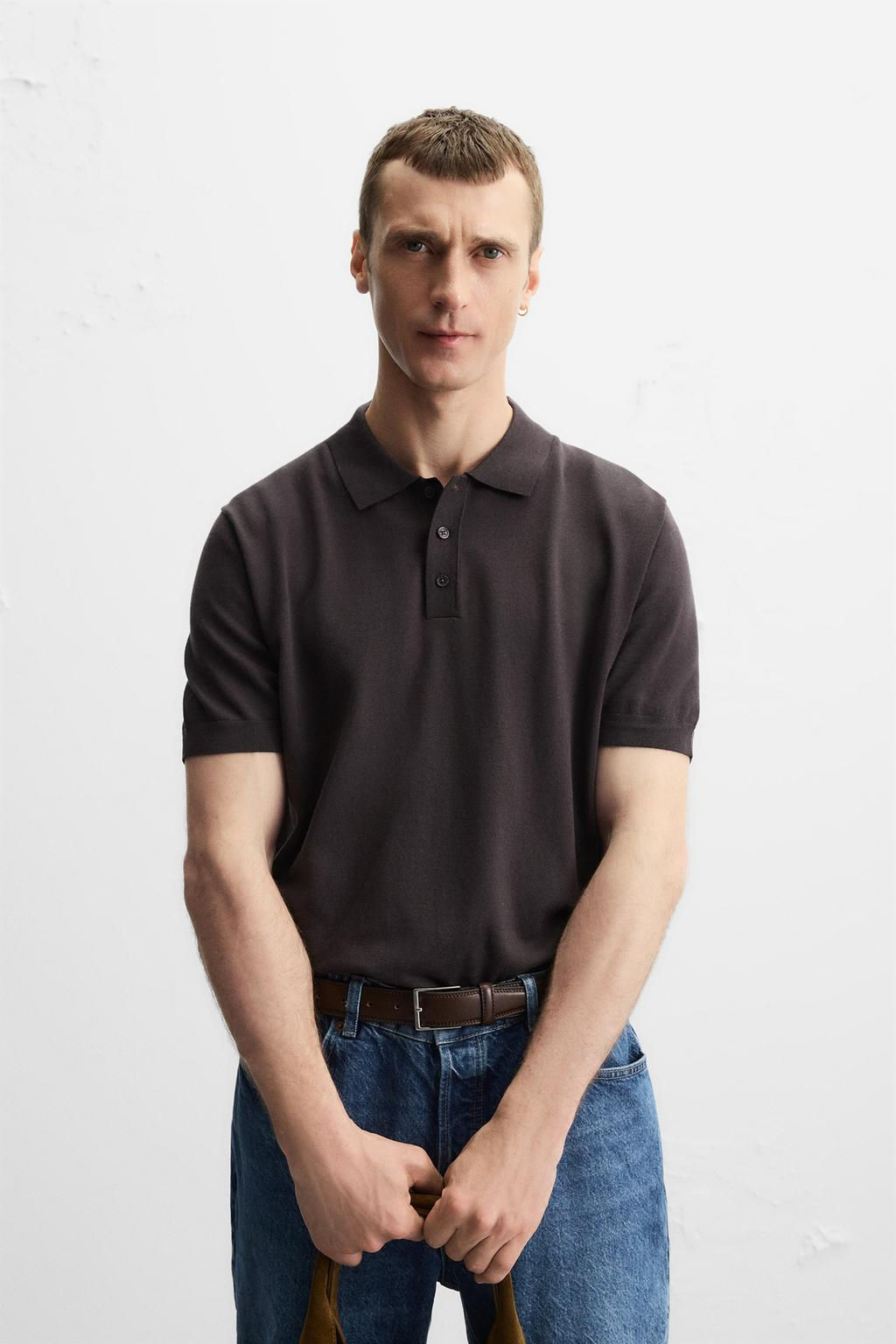 COTTON - LYOCELL KNIT POLO SHIRT - Zara фото 2