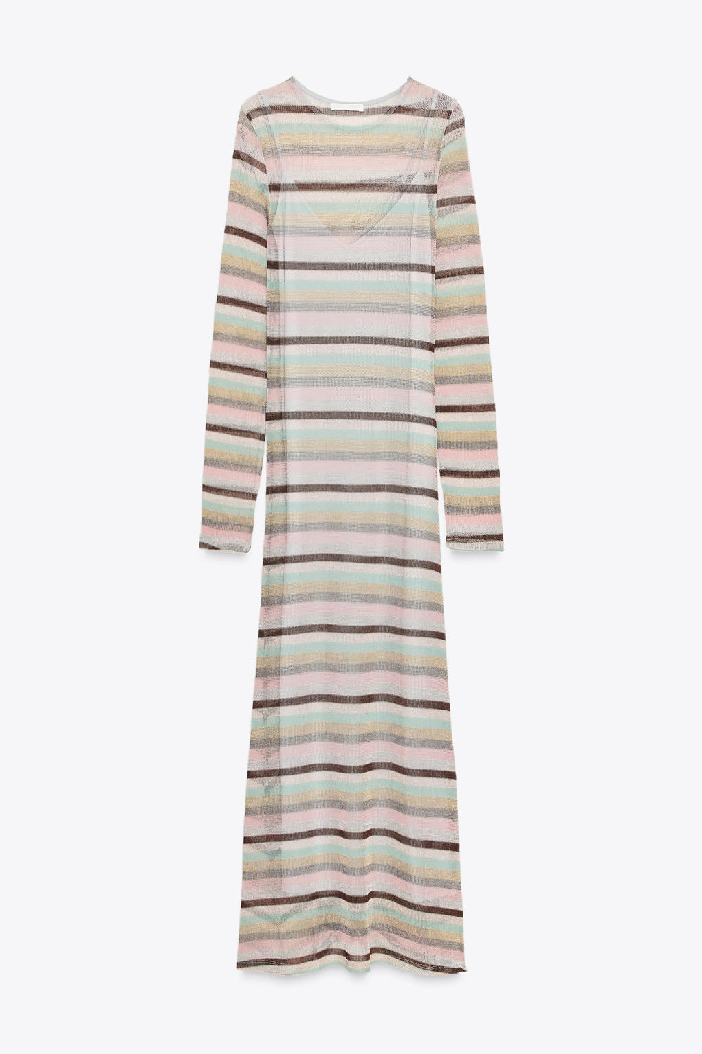 LONG METALLIC THREAD STRIPED DRESS - Zara фото 12