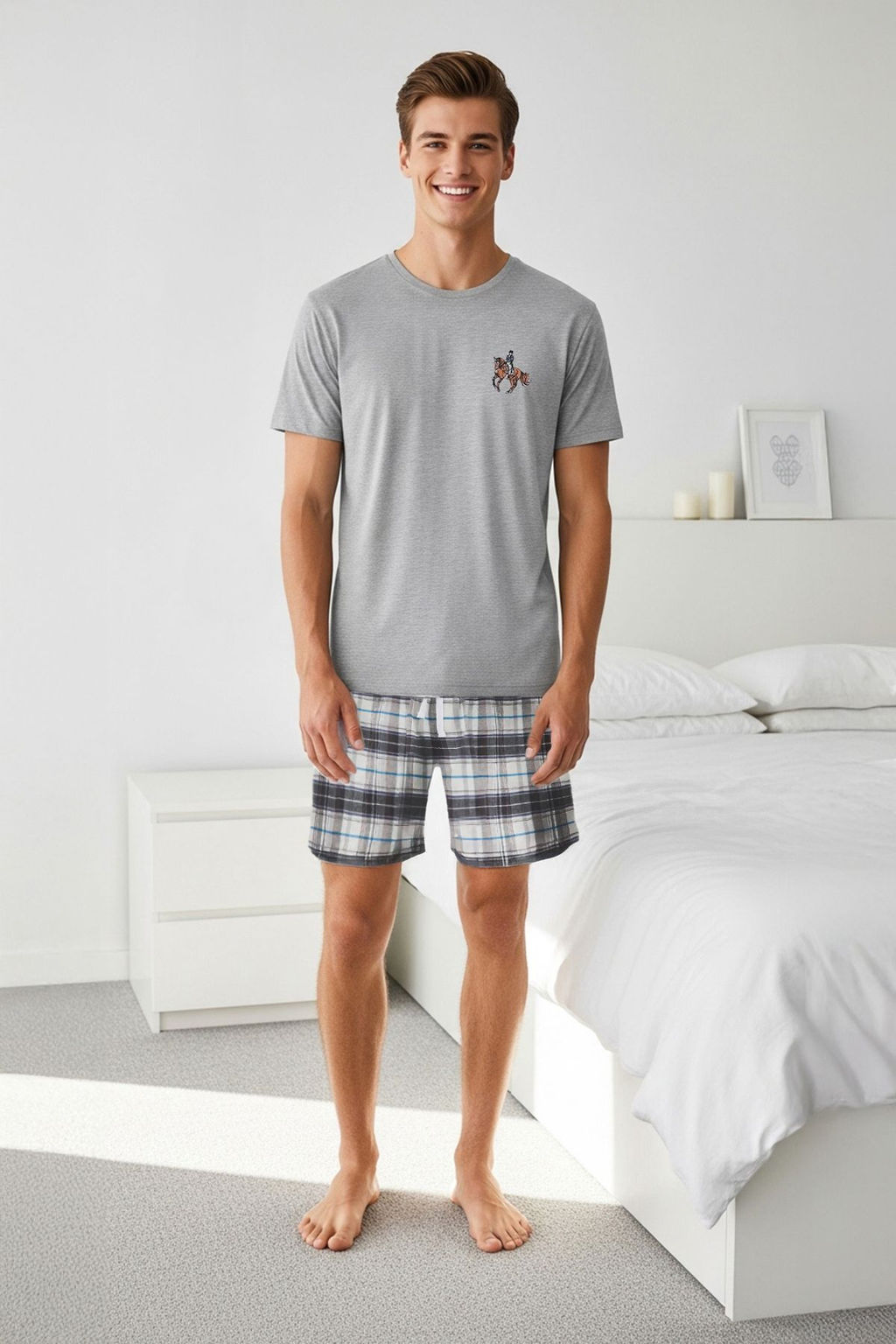 Trendyolmilla Man Grimelanj Regular Ekose At Nak?sl? Alt Dokuma Ust Orme Pijama Tak?m? TMNSS25PT00078
