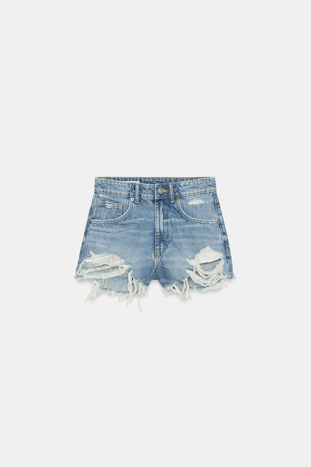 HIGH-WAIST CURVED DENIM SHORTS - Zara фото 9