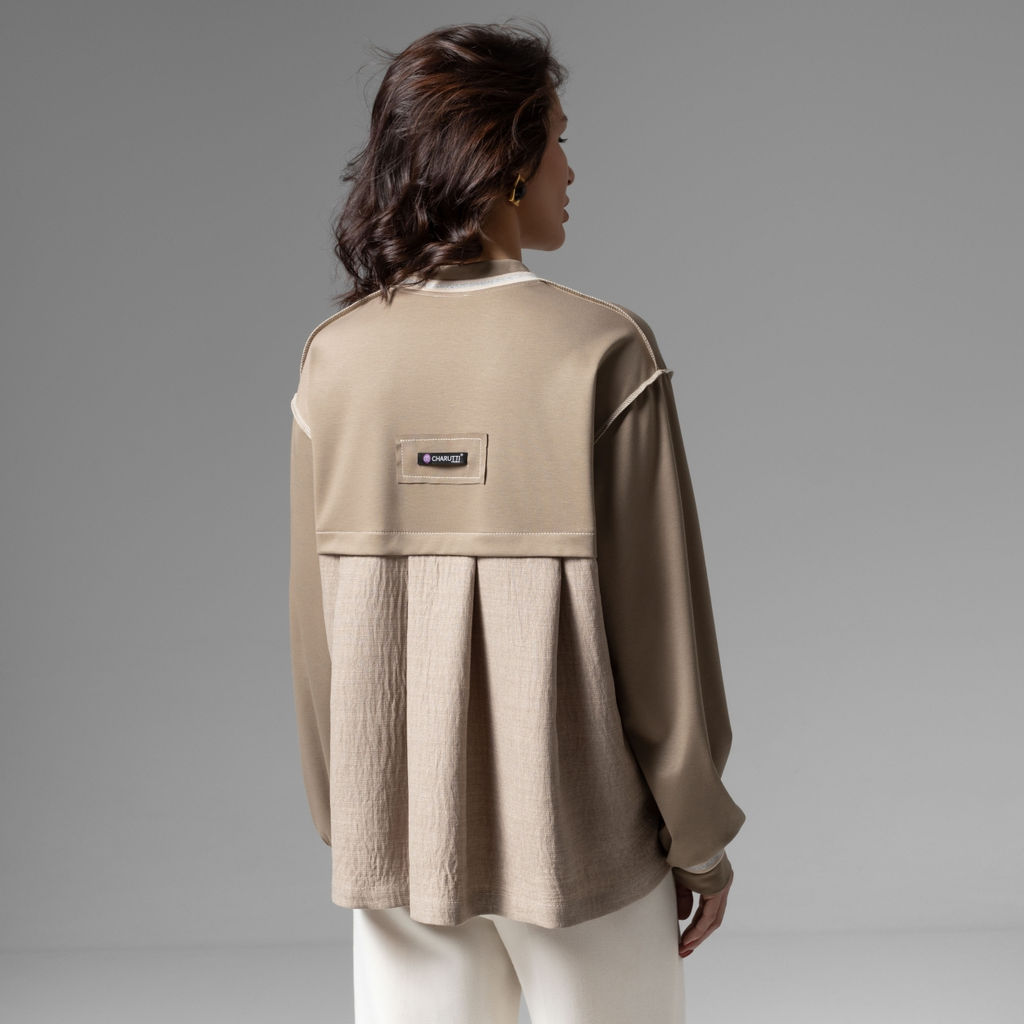 Свитшот с акцентными швами Успех в руках (бежевый) - Charutti фото 11