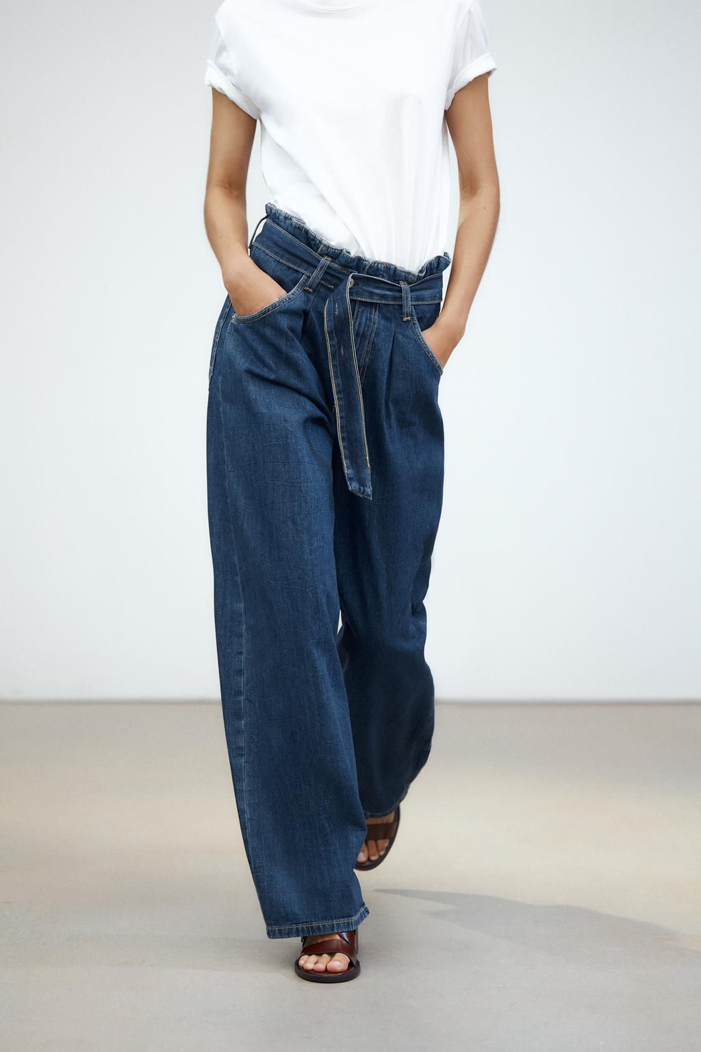 TRF HIGH-WAIST PAPERBAG BELTED JEANS - Zara фото 8