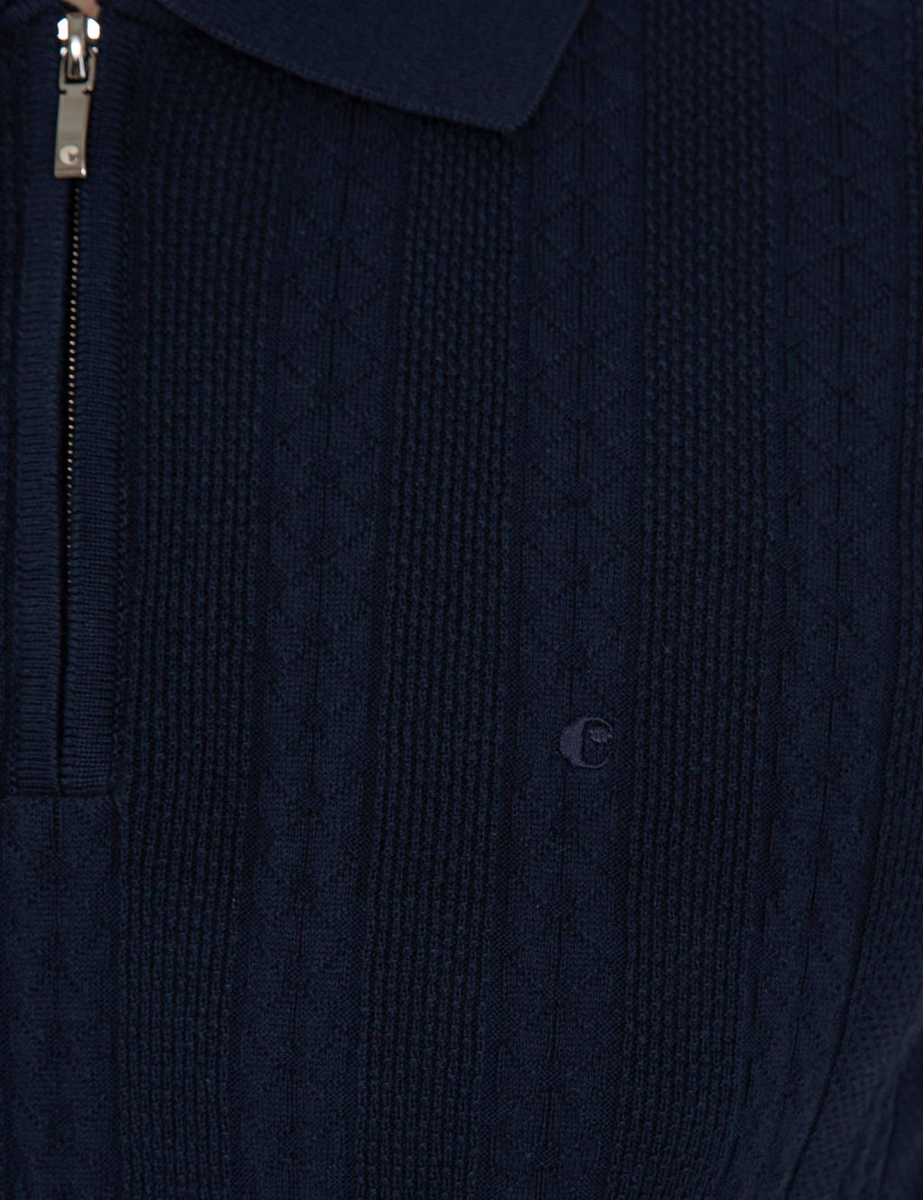 Темно-синий облегающий трикотажный свитер с воротником-поло - Cacharel фото 5
