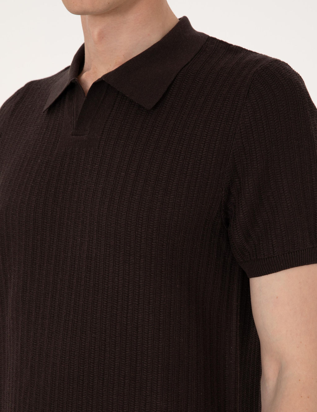 Kahverengi Slim Fit Polo Yaka Triko Ti__rt - Pierre cardin фото 7