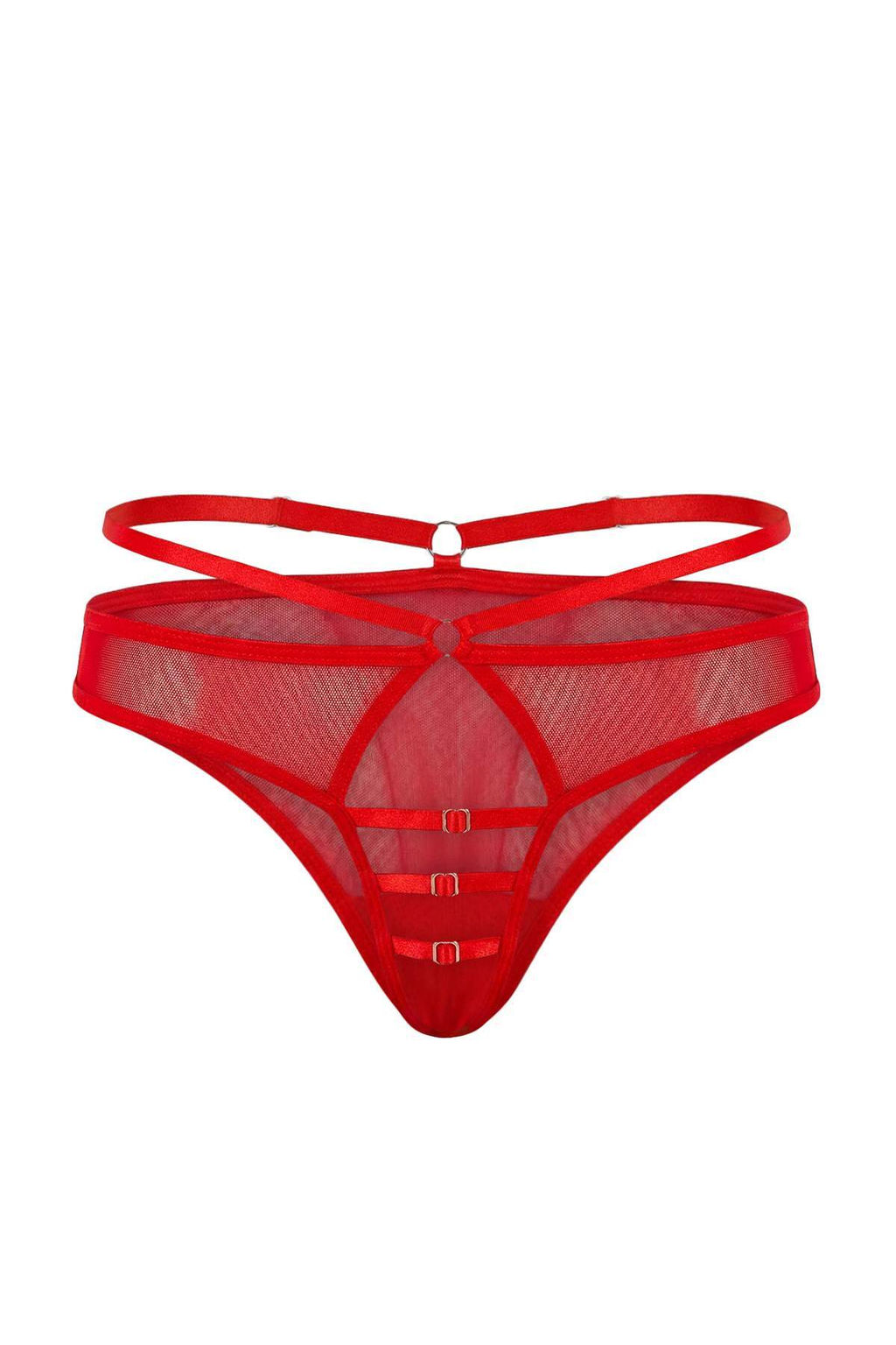 Siyah-Beyaz-K?rm?z? 3lu Tul Aksesuar Detayl? String Kulot THMSS26KU00013