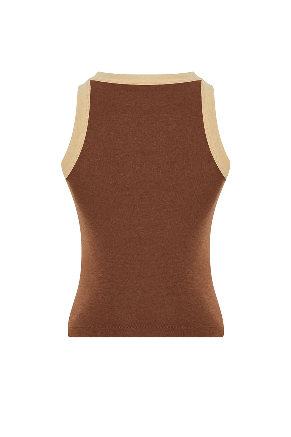 Kahverengi Halter Yaka Kontrast Biye Detayl? Fitilli Esnek Orme Atlet TWOSS24AL00027