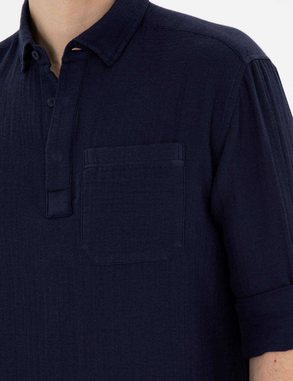 Lacivert Comfort Fit Uzun Kollu G_mlek