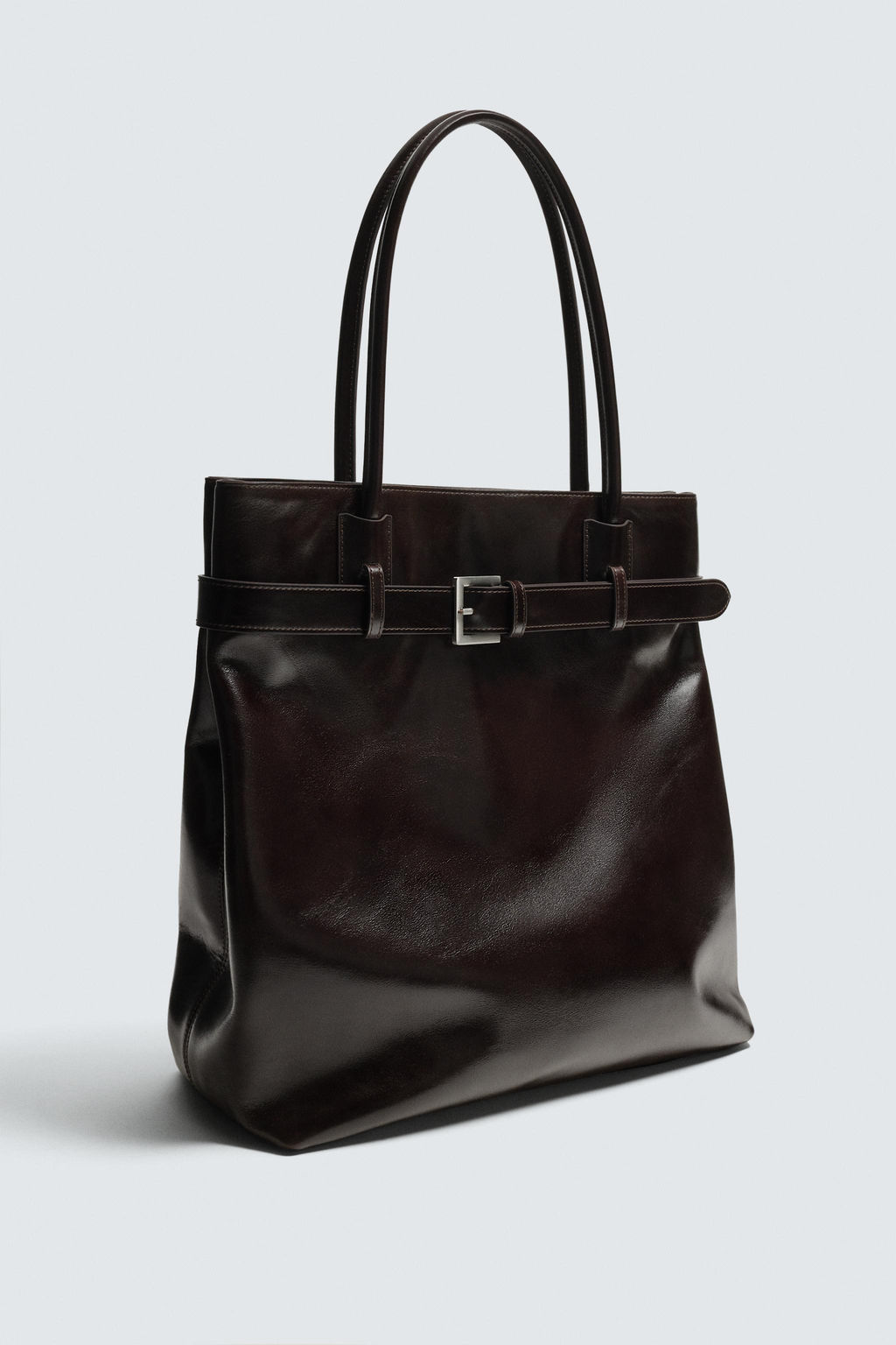 BOLSO SHOPPER PIEL CINTUR?N / Marr?n - Zara фото 6