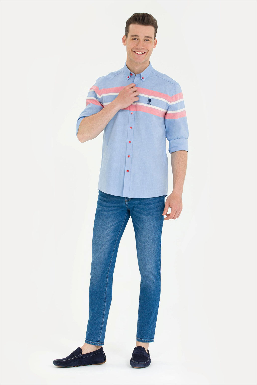 U. S. Polo Assn Мужская синяя рубашка с длинным рукавом - U.s. polo assn фото 11