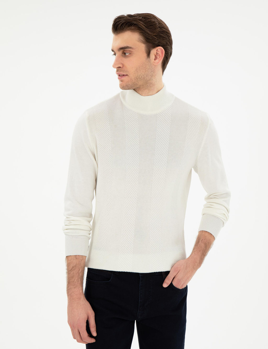 Ekru Slim Fit Kazak