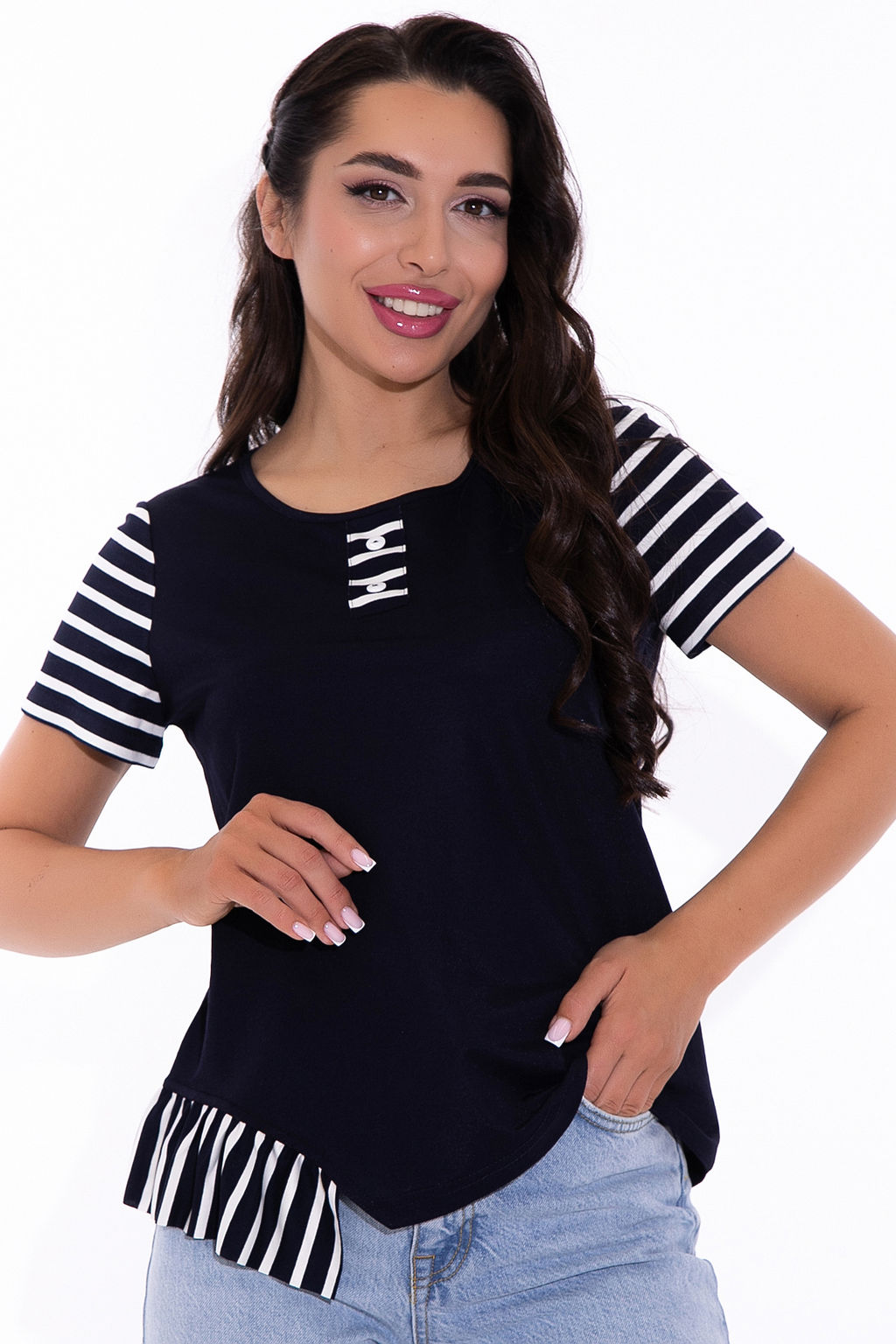 Блузон На своем месте (тёмно-синий) - Эльза фото 3