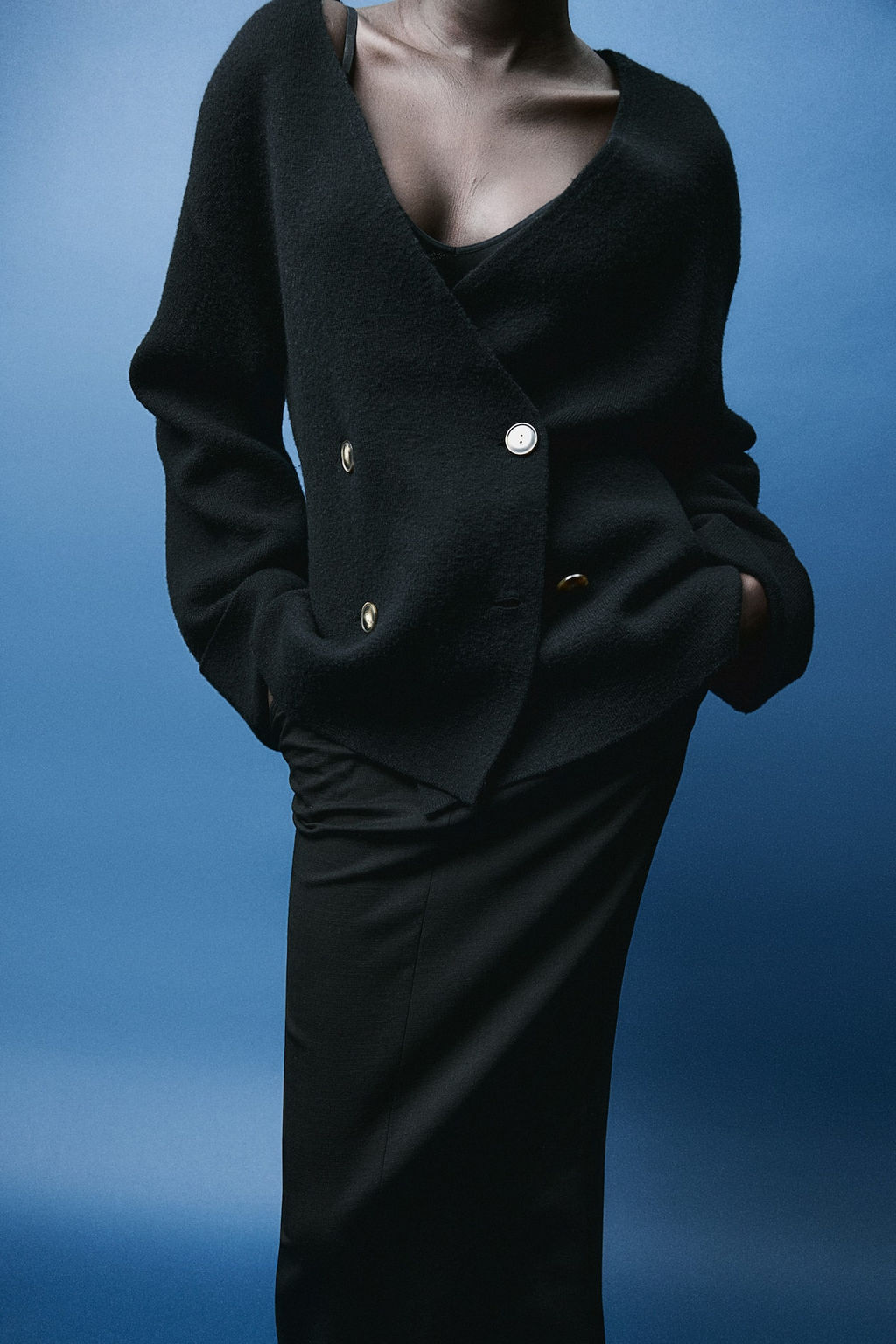 Cardigan de lana de doble botonadura - H&m фото 3