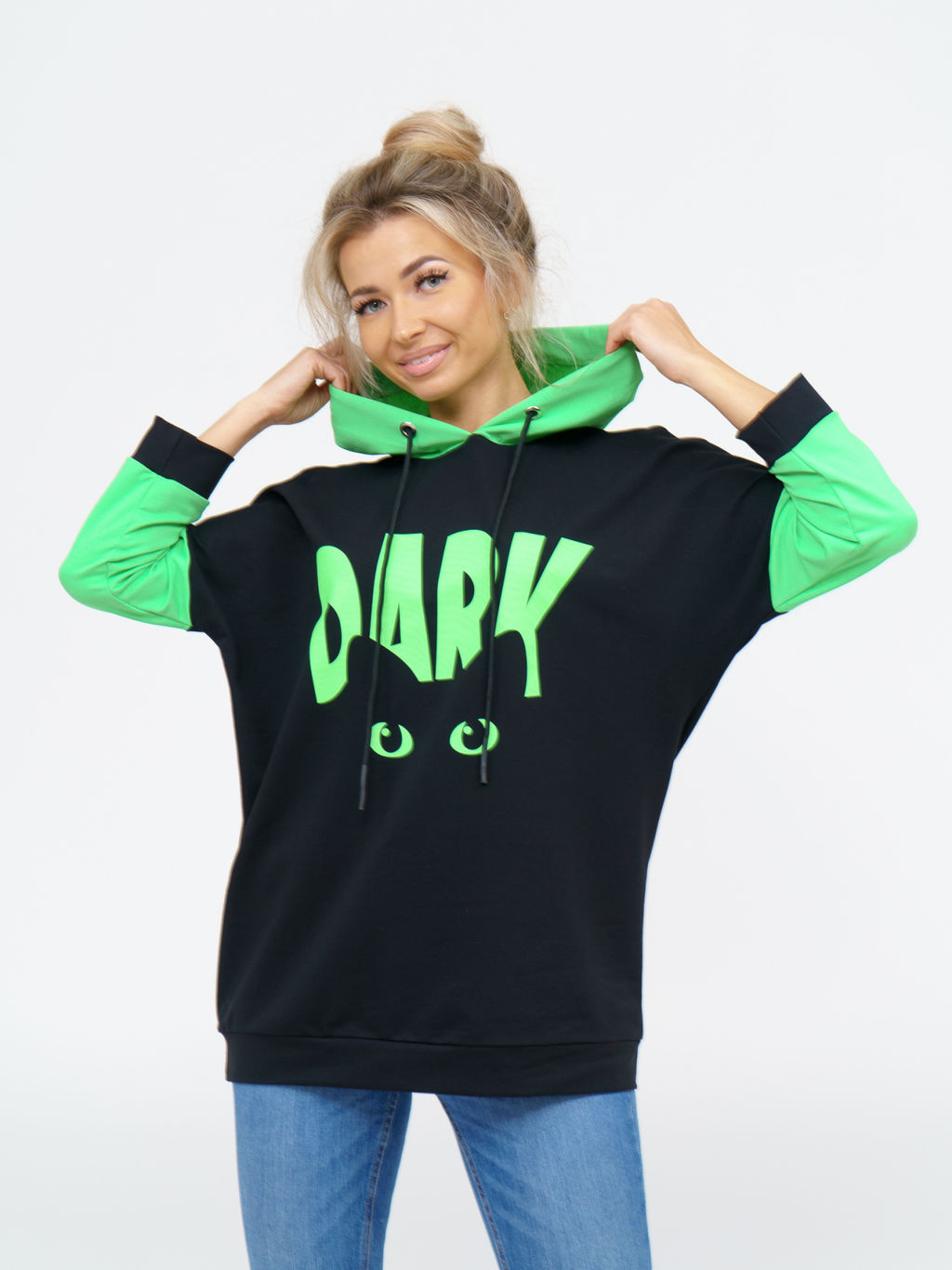 806 Худи "черный/салатовый"