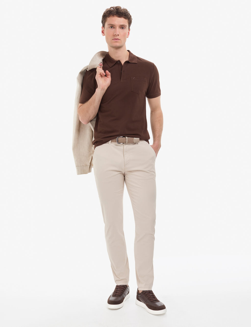 Koyu Kahverengi Regular Fit %100 Pamuk Cepli K_vr_lmaz D__meli Polo Yaka Basic T
