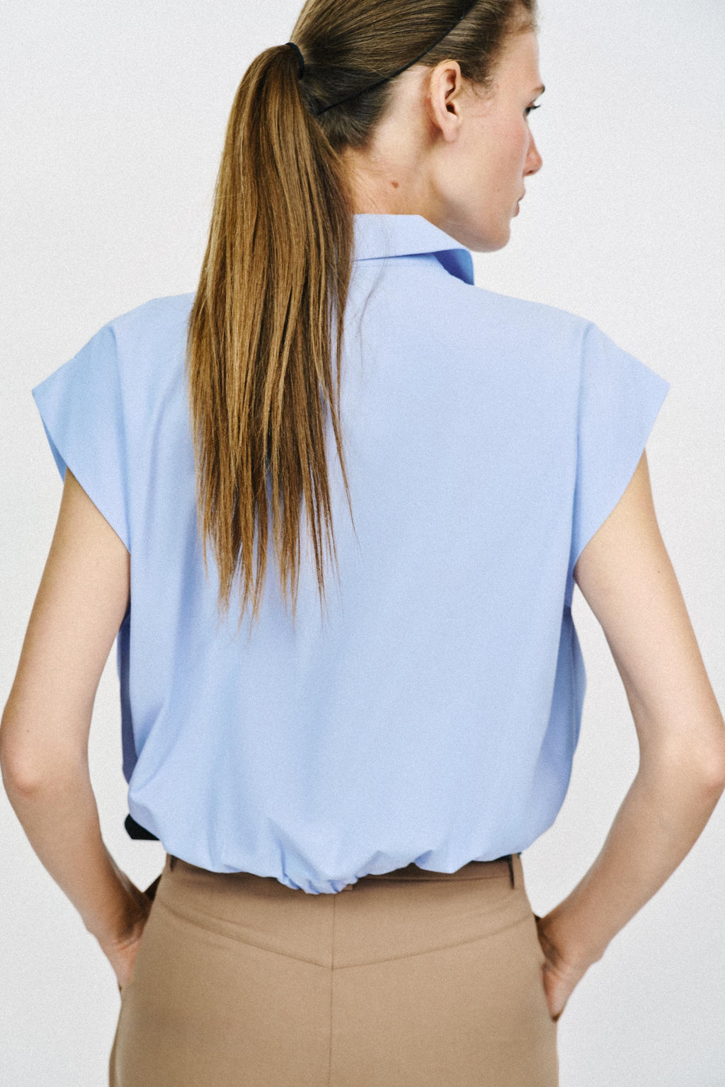 CAMISA CORTA GLOBO / Azul claro - Zara фото 4