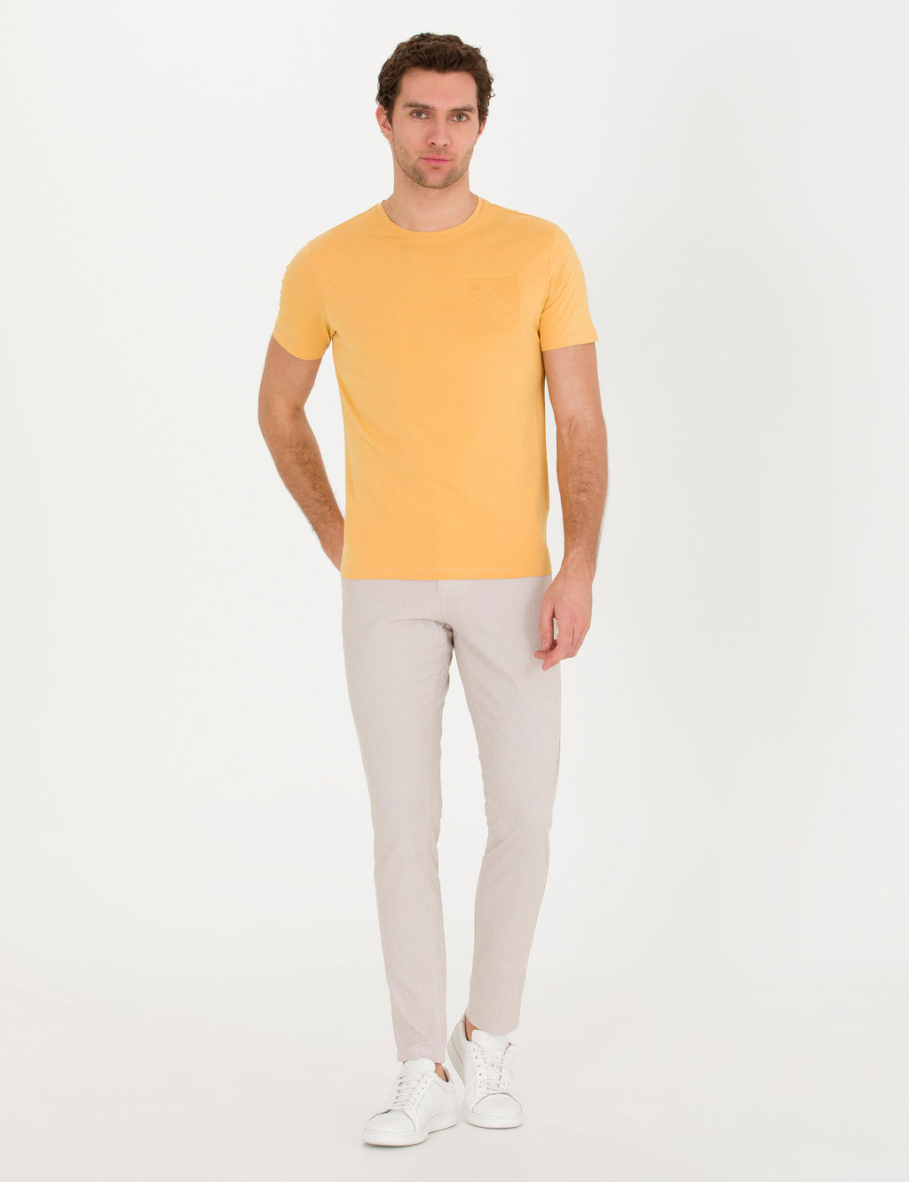Hardal Bisiklet Yaka Slim Fit T-Shirt