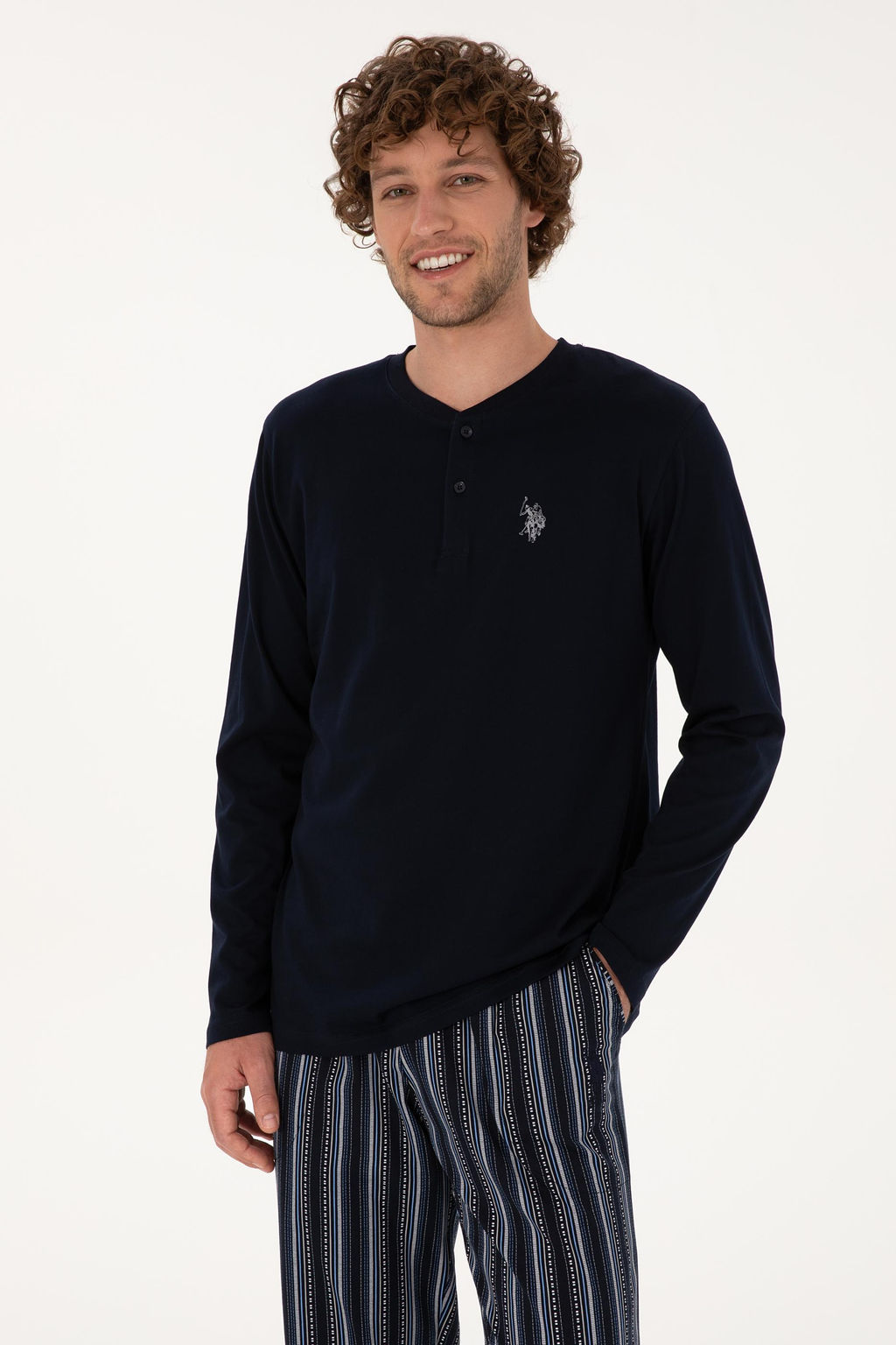 Erkek Lacivert Pijama Tak_m_ Sepette S_rpriz _ndirim - U.s. polo assn фото 3